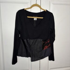 Y2K Fresh Asymmetrical Top Womens Black Whimsigoth Peplum Fairy V-neck Lagenlook